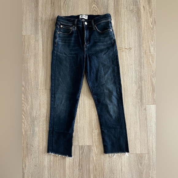 Agolde Women’s Sophie Crop Raw Hem Comfort Stretch Skinny Jean Dark Wash Size 26 - Picture 2 of 8